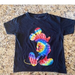 Disney Mickey Mouse Tie Dye Graphic‎ T-Shirt Black Cotton XS